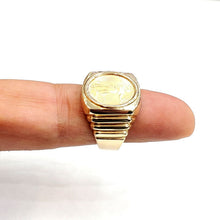 Load image into Gallery viewer, 14K Gold men's coin ring 12.9g 5 dollars 1/10 oz 22k American eagle size 10.25