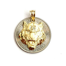 Load image into Gallery viewer, 14k yellow solid Gold tiger male head face Pendant diamond cut fine jewelry 2g