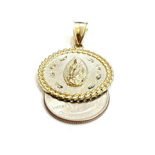 Load image into Gallery viewer, 10k yellow gold round virgin Guadalupe Pendant fine religious jewelry 1.17" 5.1g