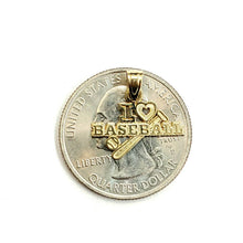 Load image into Gallery viewer, 14k yellow Gold tiny i love baseball bat Pendant charm fine sport jewelry 0.6g