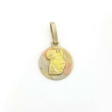 Load image into Gallery viewer, 10k 3 color gold round boy holy first communion pendant charm jewelry 0.51" 1g