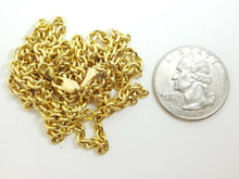 Load image into Gallery viewer, New 10K yellow gold 3.5mm Hollow rolo link chain Necklace 10.7 Grams 30"
