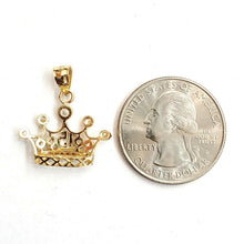 Load image into Gallery viewer, 14k yellow gold 15 años 15 years crown pendant cubic zirconia jewelry 1.8g