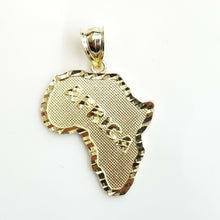 Load image into Gallery viewer, 10k yellow gold Africa continent outline map pendant charm fine gift unisex 2.6g
