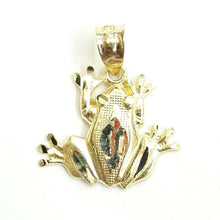 Load image into Gallery viewer, New 14k yellow gold frog pendant charm diamond cut gift unisex fine jewelry 1.2g