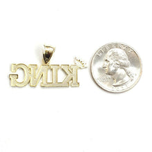 Load image into Gallery viewer, New 10k yellow Gold KING Crown word Pendant charm diamond cut fine jewelry 2.9g