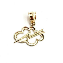 Load image into Gallery viewer, 14k yellow gold Tiny cloud lightning bolt pendant charm gift fine jewelry 0.8g