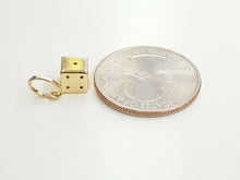 Load image into Gallery viewer, 14k yellow Gold 3D hollow dice Pendant charm gamble gift sport fine jewelry 0.9g