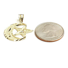 Load image into Gallery viewer, 10k yellow gold moon and star pendant charm diamond cut astronomy jewelry 1.8g