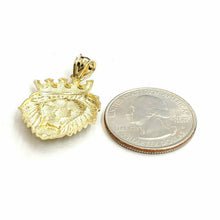 Load image into Gallery viewer, 10k yellow Gold lion head face crown Leo zodiac Pendant charm fine jewelry 2.5g