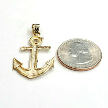 Load image into Gallery viewer, New 14k yellow Gold anchor Pendant polished charm gift fine jewelry 2.4g