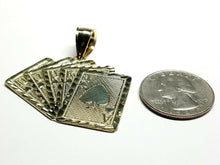 Load image into Gallery viewer, 10k yellow solid Gold playing card Pendant charm casino fine jewelry unisex 8.8g