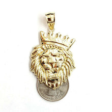Load image into Gallery viewer, 10k yellow Gold lion head face crown Leo zodiac Pendant charm fine jewelry 7.7g