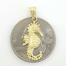 Load image into Gallery viewer, New 14k yellow Gold sea horse Pendant charm gift fine jewelry unisex 1.6g