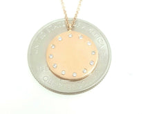 Load image into Gallery viewer, 14k rose Gold 0.09ct Diamond name tag ID women necklace 18" adjustable chain