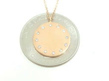Load image into Gallery viewer, 14k rose Gold 0.09ct Diamond name tag ID women necklace 18" adjustable chain
