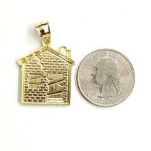 Load image into Gallery viewer, New 10k yellow gold trap house pendant charm diamond cut gift fine jewelry 3.1g