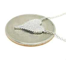 Load image into Gallery viewer, 14k white Gold 0.21Ct Diamond heart necklace gift for her 18" adjustable chain