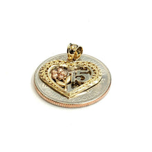 Load image into Gallery viewer, New 14k tri color Gold heart 15 años 15 years Pendant charm fine jewelry 1.6g