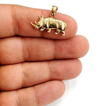Load image into Gallery viewer, New 14k yellow Gold Rhinoceros Full body animal Pendant charm fine jewelry 3.3g