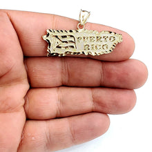 Load image into Gallery viewer, New 10k yellow gold Puerto Rico outline map pendant charm gift fine jewelry 3.6g