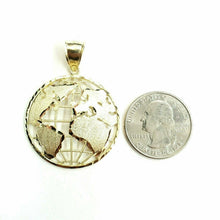 Load image into Gallery viewer, 10k yellow gold round globe planet earth world map pendant jewelry 1.34" 5.2g