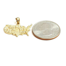 Load image into Gallery viewer, 14k yellow gold United States USA outline map pendant charm fine jewelry 2.2g