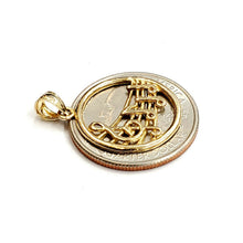 Load image into Gallery viewer, New 14k solid yellow Gold round music sign note Pendant fine jewelry gift 2g
