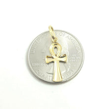Load image into Gallery viewer, 14k yellow gold tiny Egyptian ankh cross pendant charm religious jewelry 0.5g