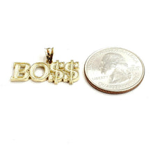 Load image into Gallery viewer, New 10k yellow Gold Boss dollar sign word Pendant charm fine gift jewelry 2.1g