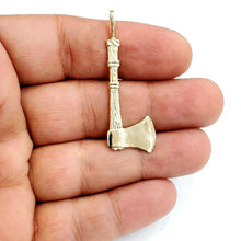 Load image into Gallery viewer, New 14k Yellow Gold Solid 3D AXE Pendant charm outdoor tool fine jewelry 3.6g