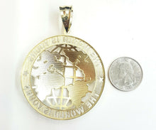 Load image into Gallery viewer, 10k yellow gold round globe planet earth world map pendant jewelry 2.26" 14.7g