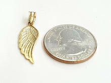 Load image into Gallery viewer, 14k Yellow Gold Single Angel Wing Pendant Diamond Cut Unisex fine jewelry 1.2g