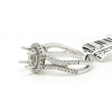 Load image into Gallery viewer, 0.39Ct Natural Diamond 14k White Gold Semi Mount halo Ring round center size 6.5