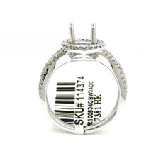 Load image into Gallery viewer, 0.39Ct Natural Diamond 14k White Gold Semi Mount halo Ring round center size 6.5