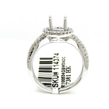 Load image into Gallery viewer, 0.39Ct Natural Diamond 14k White Gold Semi Mount halo Ring round center size 6.5