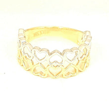 Load image into Gallery viewer, New 14k Gold woman's heart band ring two tone fine gift jewelry for women size 7