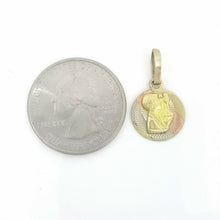 Load image into Gallery viewer, 10k 3 color gold round boy holy first communion pendant charm jewelry 0.51" 1g