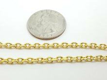 Load image into Gallery viewer, New 10K yellow gold 3.5mm Hollow rolo link chain Necklace 10.7 Grams 30"