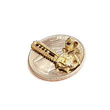 Load image into Gallery viewer, 14k Yellow Gold 3D chain saw Pendant charm construction tool fine jewelry 1.8g