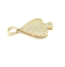Load image into Gallery viewer, 14k yellow Gold Ace of spade Pendant with cubic zirconia fine gift jewelry 4.6g