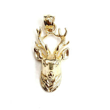 Load image into Gallery viewer, 14k yellow Gold deer buck male head Hunting Pendant charm gift jewelry 4.3g