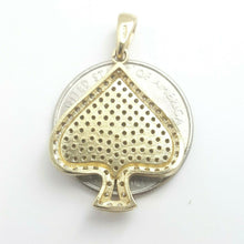 Load image into Gallery viewer, 14k yellow Gold Ace of spade Pendant with cubic zirconia fine gift jewelry 4.6g