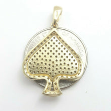 Load image into Gallery viewer, 14k yellow Gold Ace of spade Pendant with cubic zirconia fine gift jewelry 4.6g