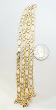 Load image into Gallery viewer, 10K two-tone Gold hollow Figaro Link Chain 5.85mm fine gift jewelry 24" 14.7g