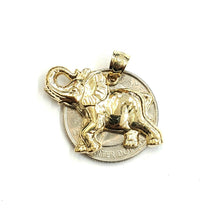 Load image into Gallery viewer, 14k yellow Gold elephant Pendant charm unisex fine gift good luck jewelry 3.5g