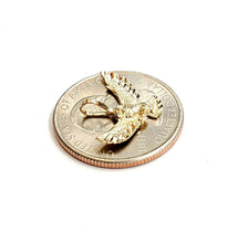 Load image into Gallery viewer, 14k yellow gold tiny owl full body pendant charm fine jewelry diamond cut 0.9g