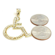 Load image into Gallery viewer, 10k yellow Gold handicap disability Pendant charm diamond cut fine jewelry 3.7g