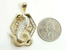 Load image into Gallery viewer, New 14k two tone Gold cobra snake Pendant charm fine jewelry 3D red eye 9.3g