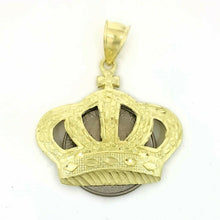 Load image into Gallery viewer, 10k yellow gold crown pendant charm fine jewelry gift necklace diamond cut 4.8g